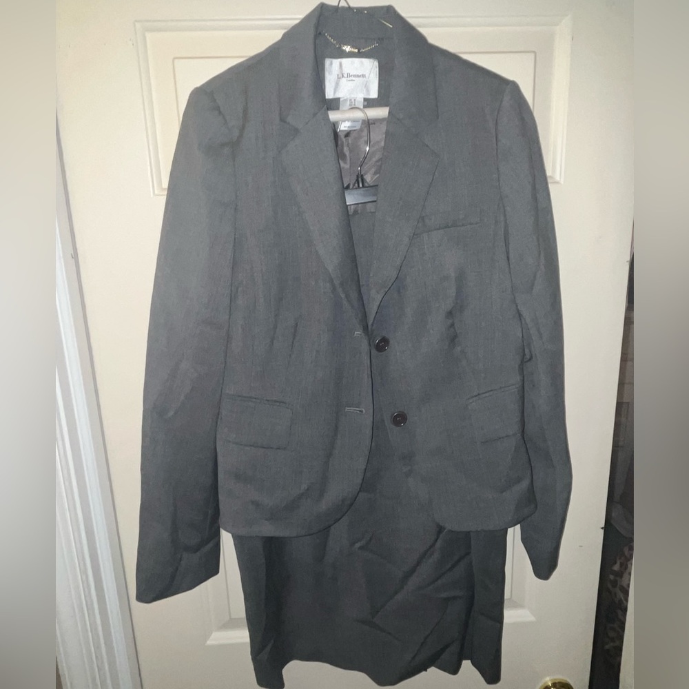 L.K. Bennett Gray Blazer and Skirt set